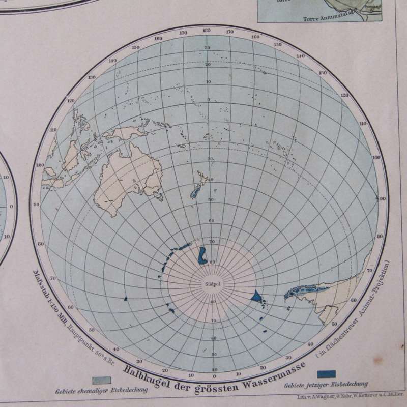 1901 Map of the World - Western and Eastern Hemisphere on A2 - Scaled 1 : 75 000 000