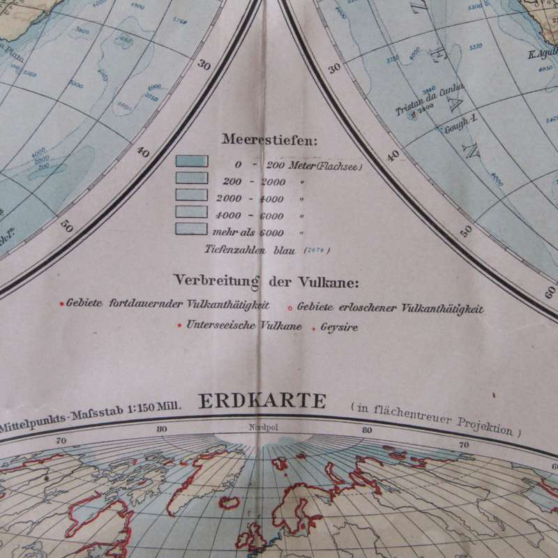 1901 Map of the World - Western and Eastern Hemisphere on A2 - Scaled 1 : 75 000 000
