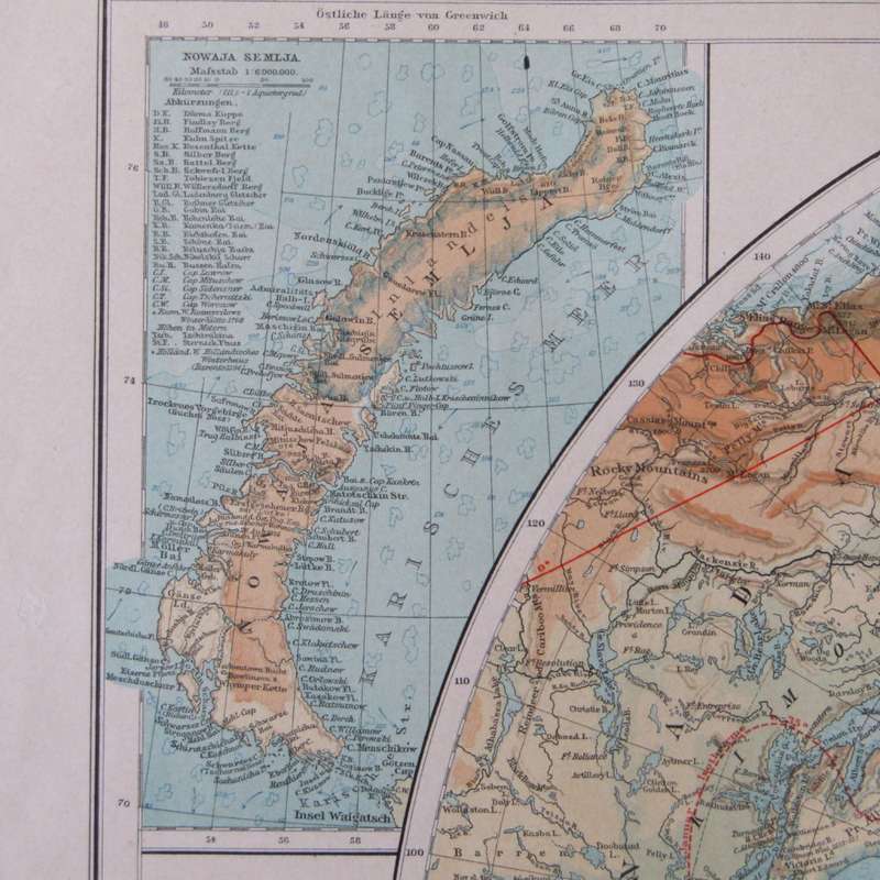 1901 Map of the North Pole area on A2 - Scaled 1 : 20 000 000