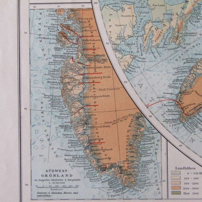 1901 Map of the North Pole area on A2 - Scaled 1 : 20 000 000