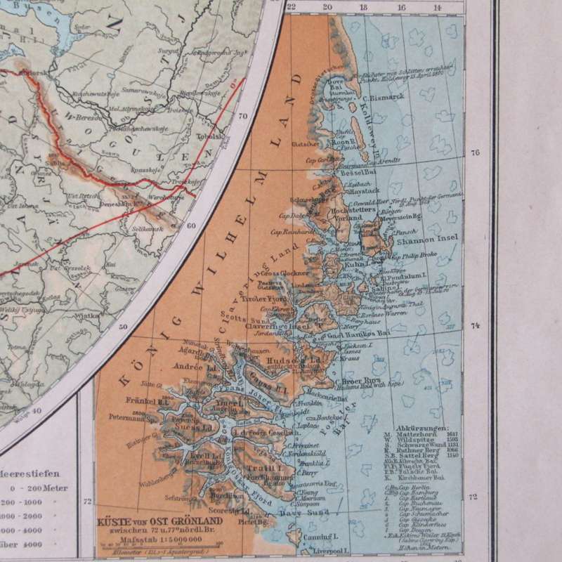 1901 Map of the North Pole area on A2 - Scaled 1 : 20 000 000