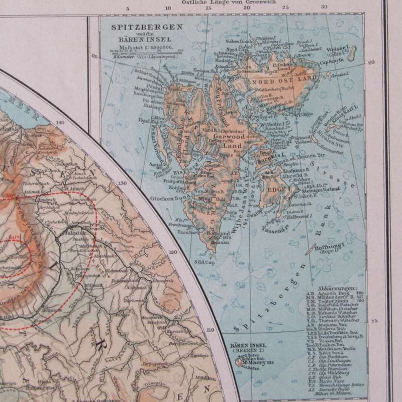 1901 Map of the North Pole area on A2 - Scaled 1 : 20 000 000