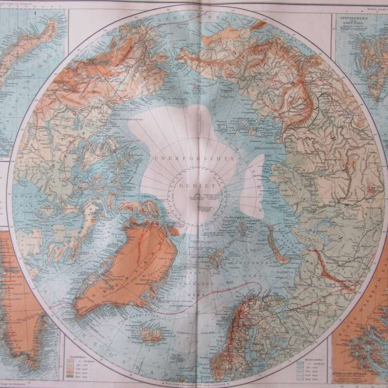 1901 Map of the North Pole area on A2 - Scaled 1 : 20 000 000