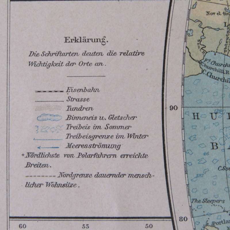 1901 Map of the North Pole area on A2 - Scaled 1 : 20 000 000