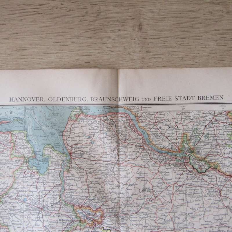 1901 Map of German States Hanover Oldenburgh, Bremen etc on A2 - Scaled 1 : 750 000