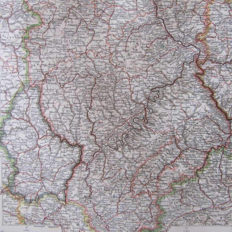 1901 Map of Rheinland, Westfalen Luxemburg etc on A2 - Scaled 1 : 750 000