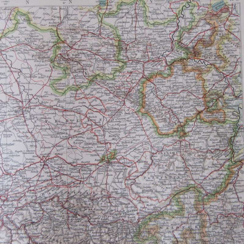 1901 Map of Rheinland, Westfalen Luxemburg etc on A2 - Scaled 1 : 750 000