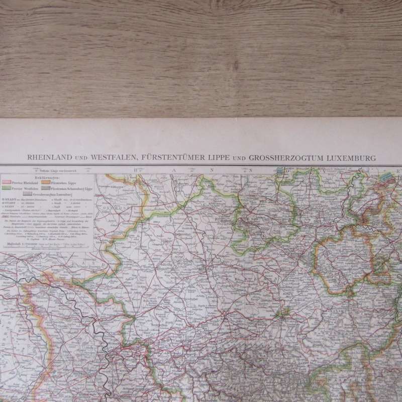 1901 Map of Rheinland, Westfalen Luxemburg etc on A2 - Scaled 1 : 750 000