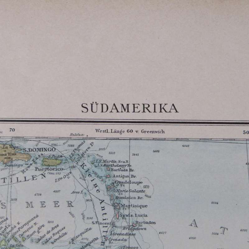 1901 Map of South America - A2 Scaled 1 : 20 000 000
