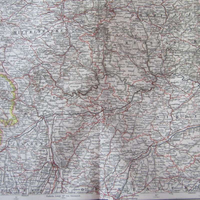 1901 Map of North & middle Bayern on A2 - Scaled 1 : 750 000