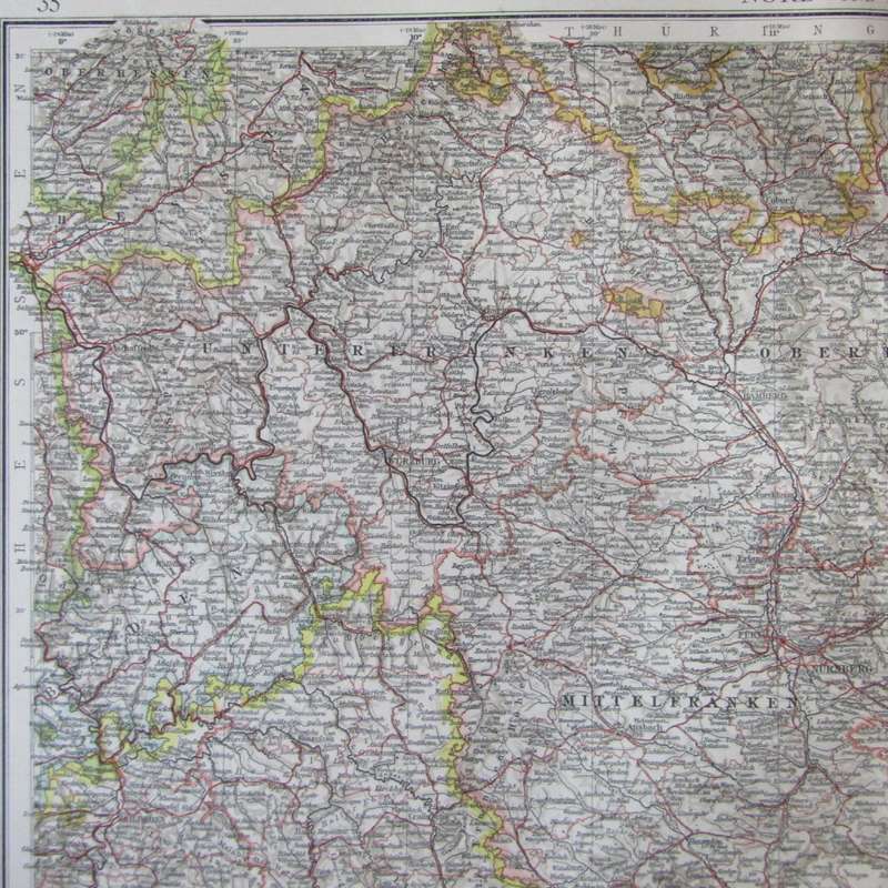 1901 Map of North & middle Bayern on A2 - Scaled 1 : 750 000