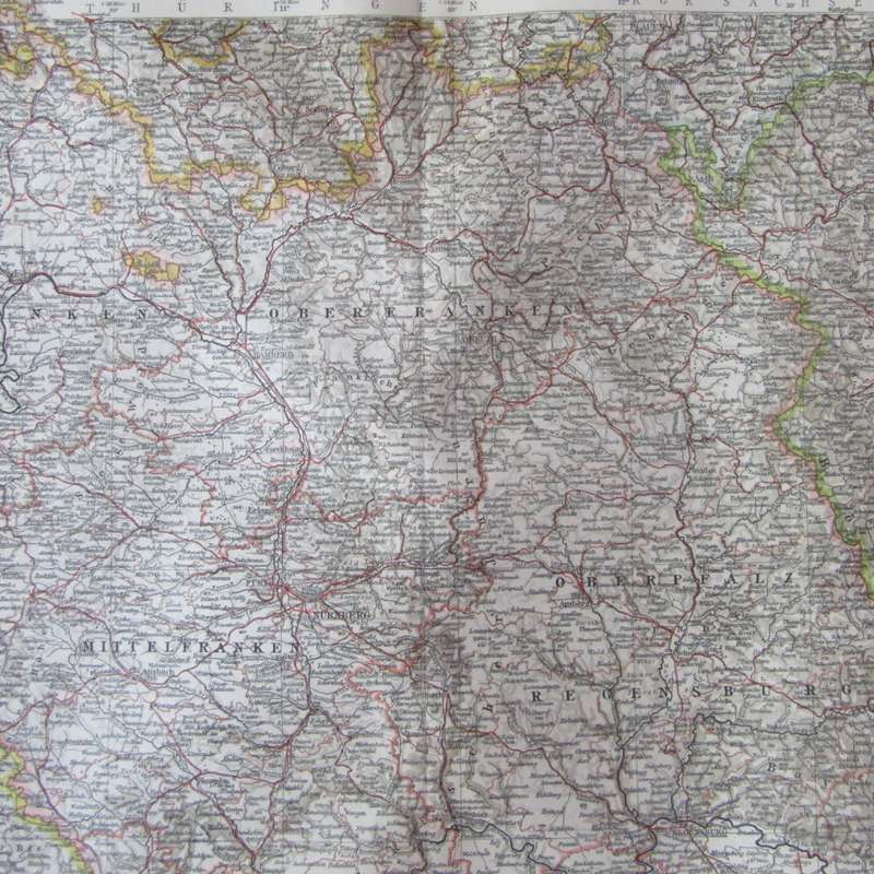 1901 Map of North & middle Bayern on A2 - Scaled 1 : 750 000