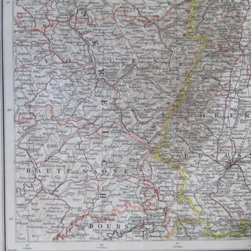 1901 Map of German states Baden, Wurttemberg etc on A2 - Scaled 1 : 750 000