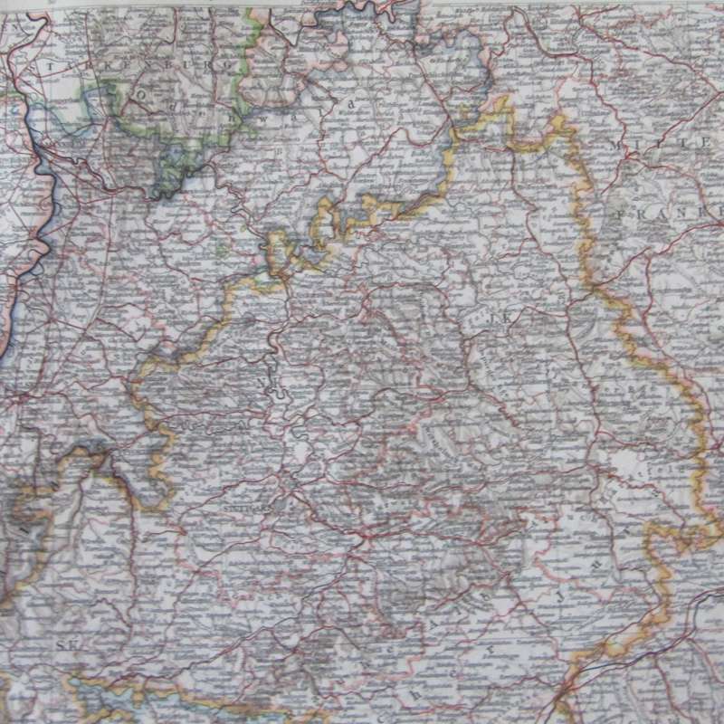 1901 Map of German states Baden, Wurttemberg etc on A2 - Scaled 1 : 750 000
