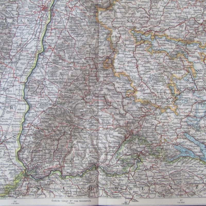 1901 Map of German states Baden, Wurttemberg etc on A2 - Scaled 1 : 750 000