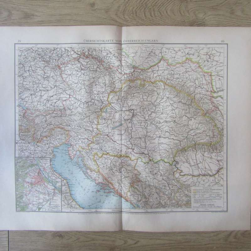 1901 Map of Austria / Hungaria on A2 - 1 : 3 000 000