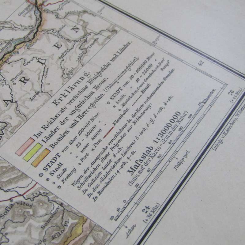 1901 Map of Austria / Hungaria on A2 - 1 : 3 000 000