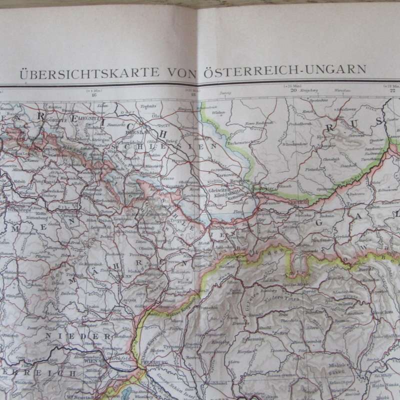 1901 Map of Austria / Hungaria on A2 - 1 : 3 000 000
