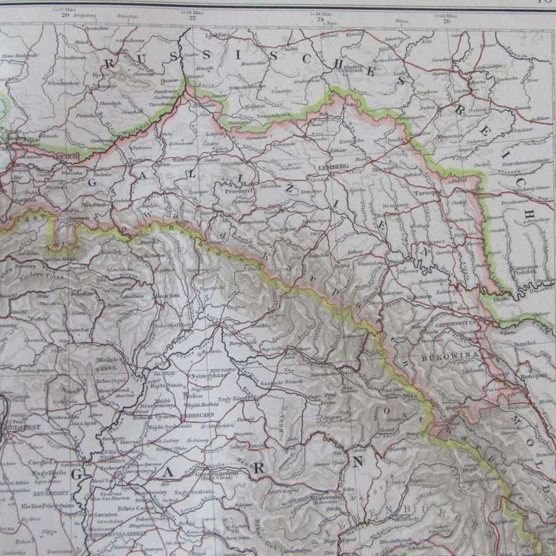 1901 Map of Austria / Hungaria on A2 - 1 : 3 000 000