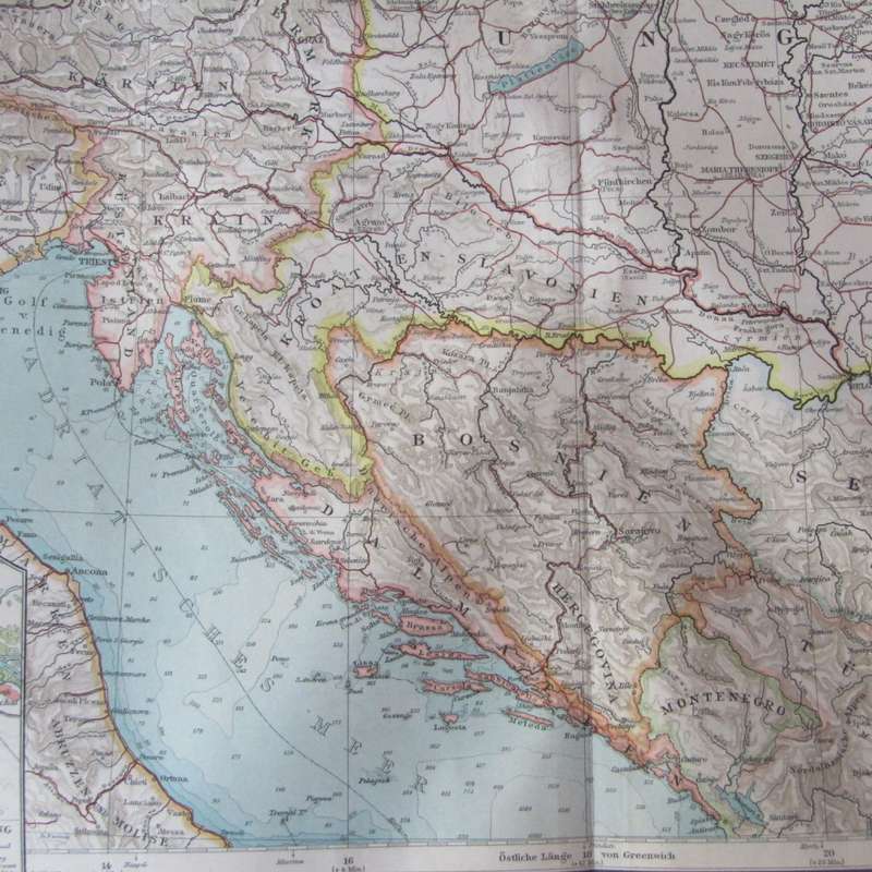 1901 Map of Austria / Hungaria on A2 - 1 : 3 000 000