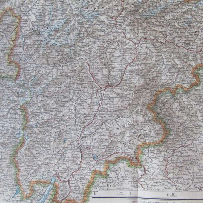 1901 Map of German States Southern Bayern, Tirol, Salzburg on A2 - Scaled 1 : 750 000