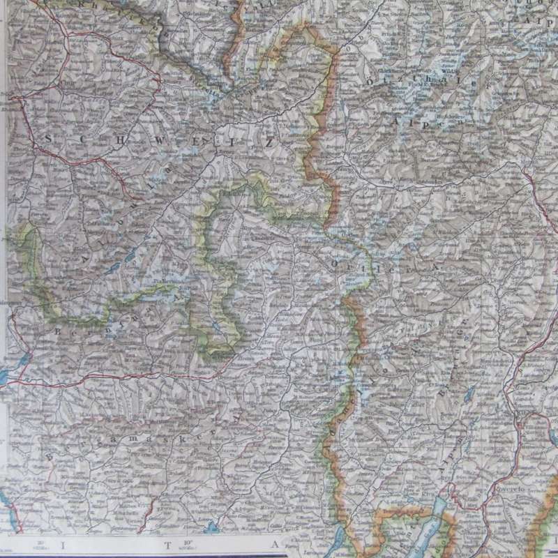 1901 Map of German States Southern Bayern, Tirol, Salzburg on A2 - Scaled 1 : 750 000