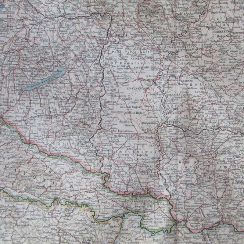 1901 Map of Poland & Ukraine area ( Ungarn & Galizien ) on A2 - Scaled 1 : 2 000 000