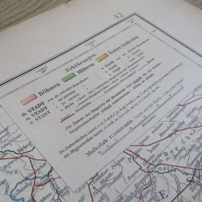 1901 Map of Bohemia and surrounds on A2 - 1 : 1 000 000 scale