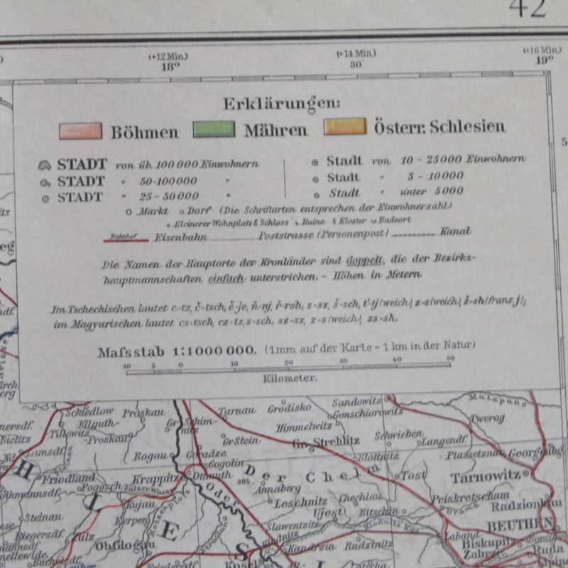 1901 Map of Bohemia and surrounds on A2 - 1 : 1 000 000 scale