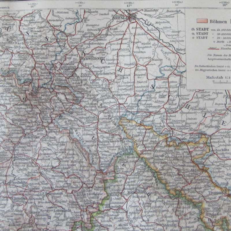 1901 Map of Bohemia and surrounds on A2 - 1 : 1 000 000 scale