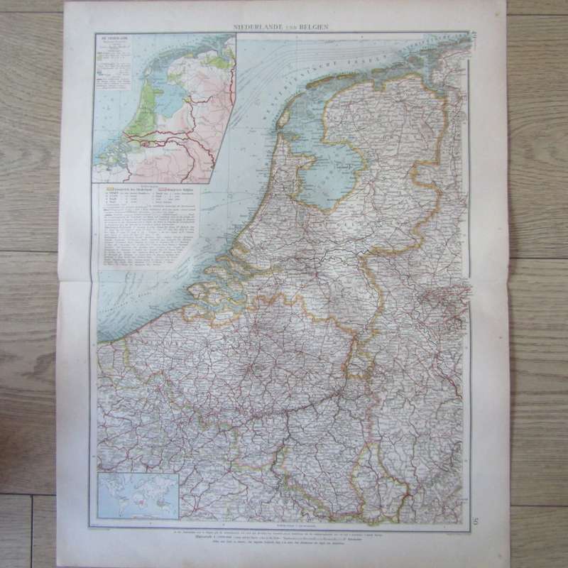 1901 Map of Netherlands & Belgium on A2 - 1 : 1 000 000 scale