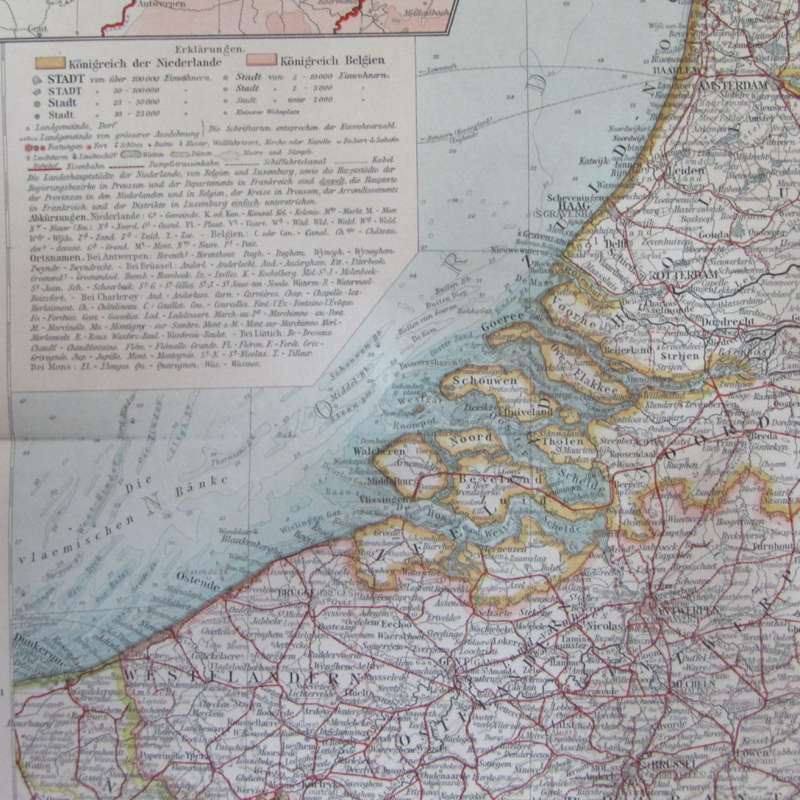 1901 Map of Netherlands & Belgium on A2 - 1 : 1 000 000 scale