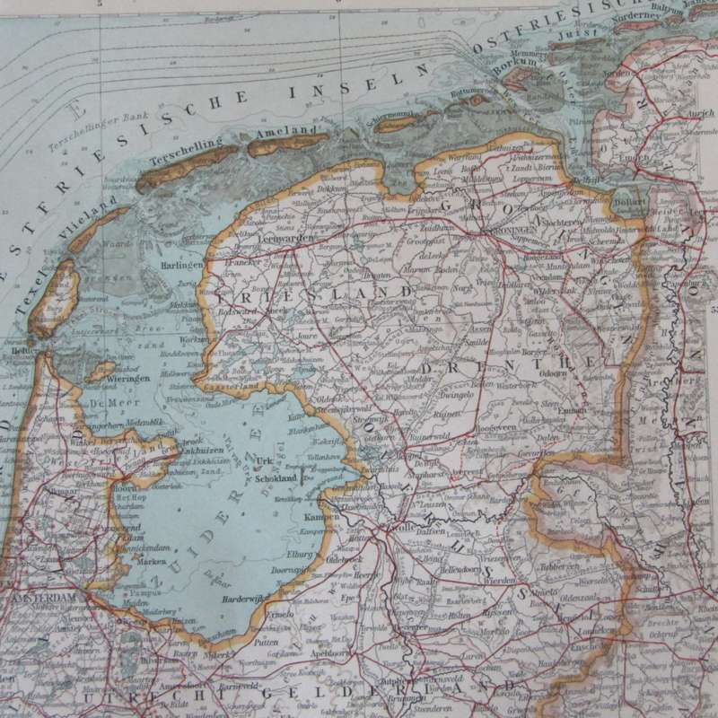 1901 Map of Netherlands & Belgium on A2 - 1 : 1 000 000 scale
