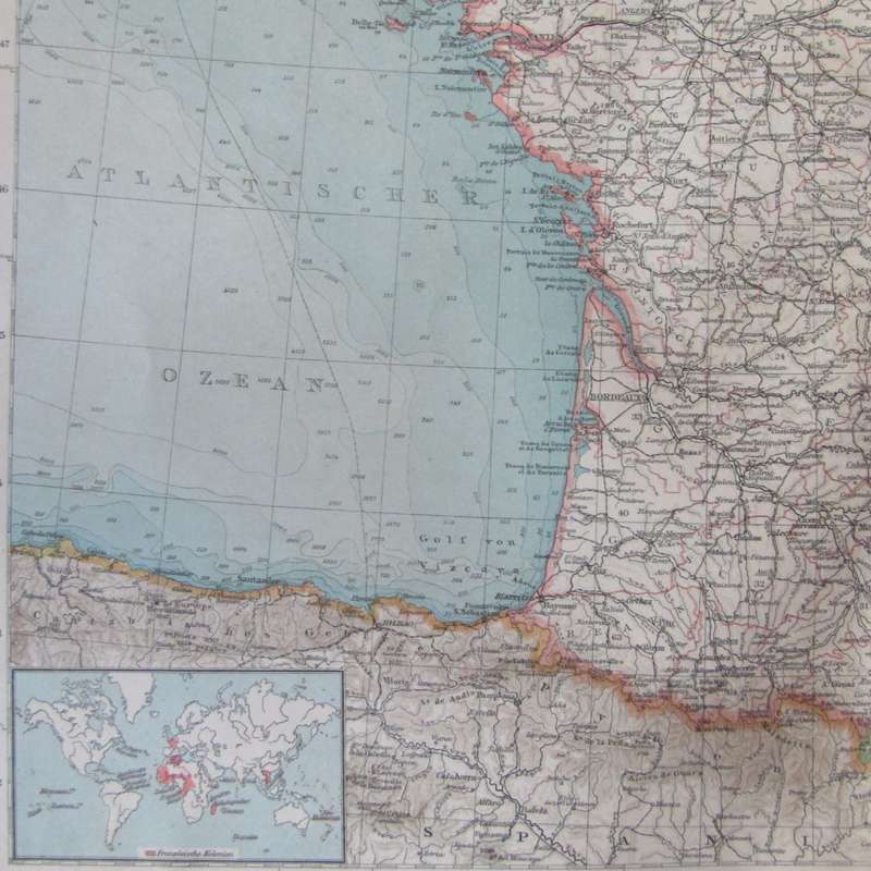 1901 Map of France on A2 - Scaled 1 : 3 000 000