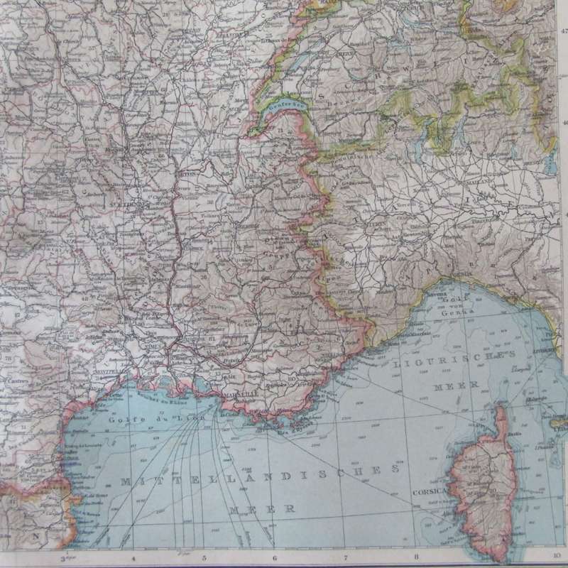 1901 Map of France on A2 - Scaled 1 : 3 000 000