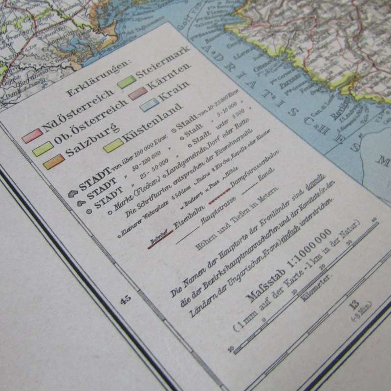 1901 Map of Austria & central Europe on A2 - scaled 1 : 1 000 000