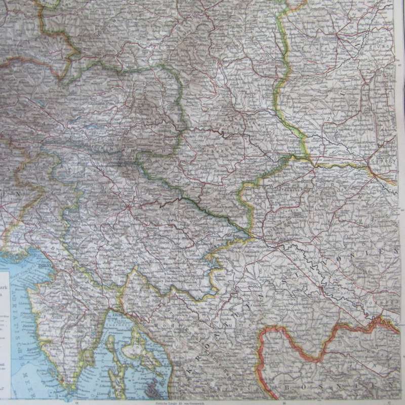 1901 Map of Austria & central Europe on A2 - scaled 1 : 1 000 000