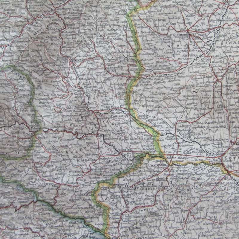 1901 Map of Austria & central Europe on A2 - scaled 1 : 1 000 000