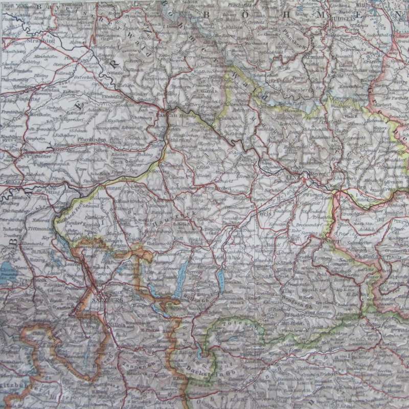1901 Map of Austria & central Europe on A2 - scaled 1 : 1 000 000