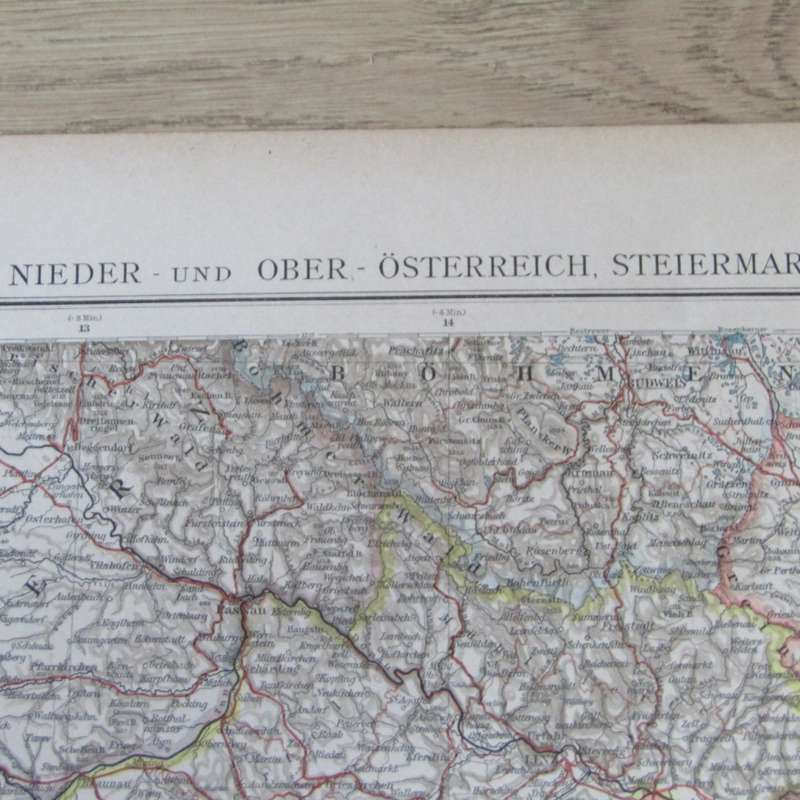 1901 Map of Austria & central Europe on A2 - scaled 1 : 1 000 000