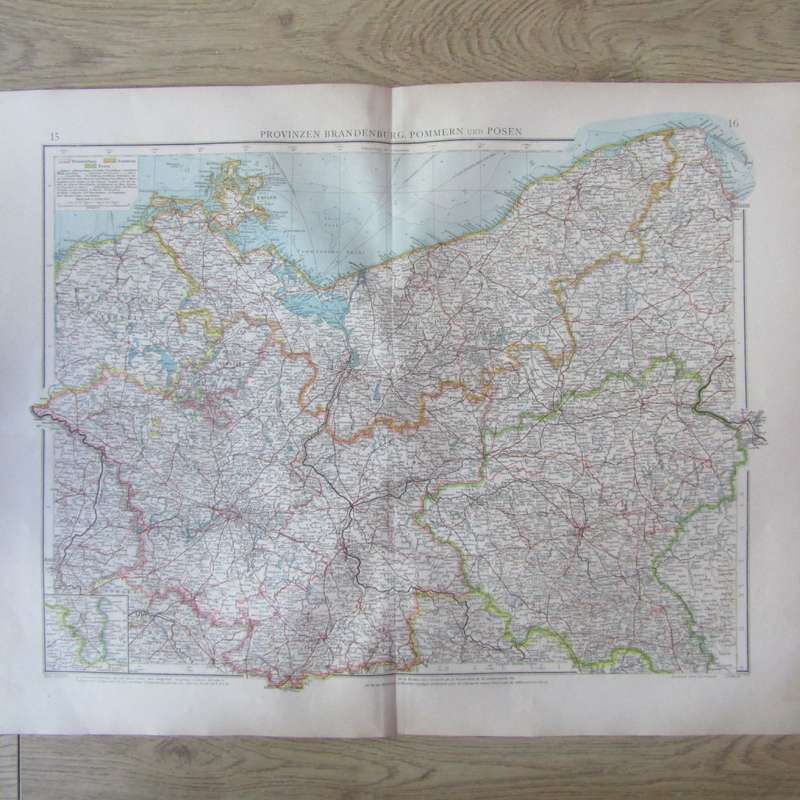 1901 Map of German State Brandenburg & others on A2 - Scaled 1 : 1 000 000