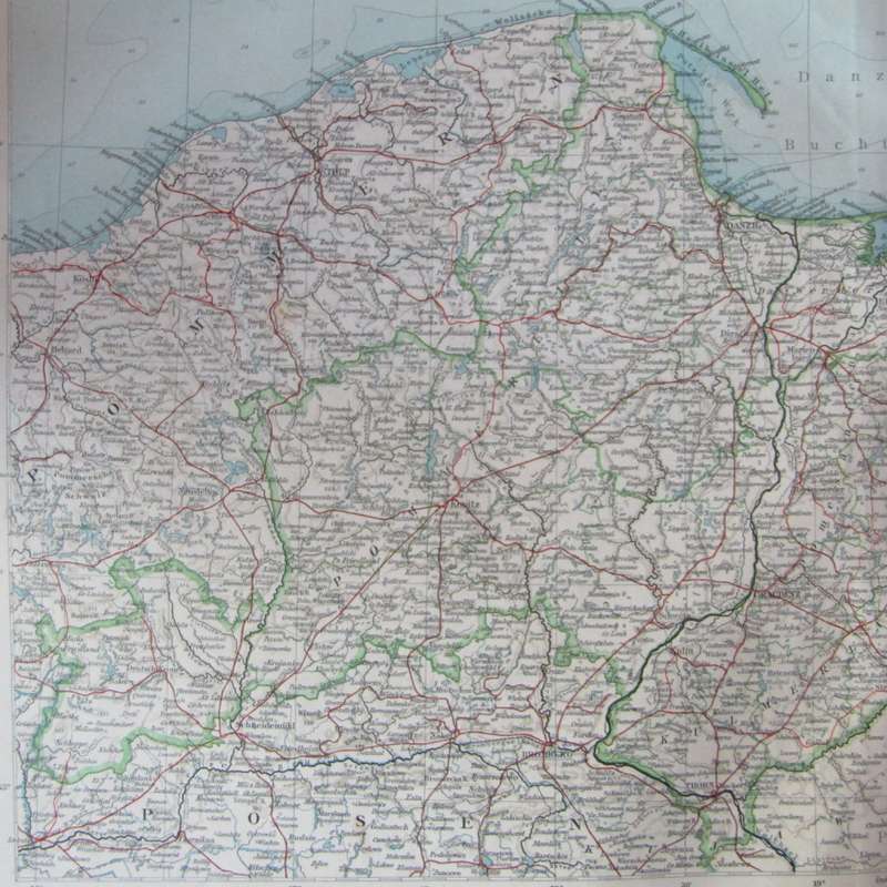 1901 Map of West and East Prussia on A2 - Scaled 1 : 1 000 000