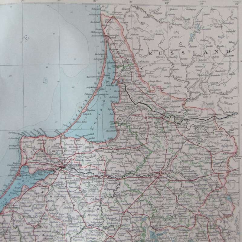 1901 Map of West and East Prussia on A2 - Scaled 1 : 1 000 000