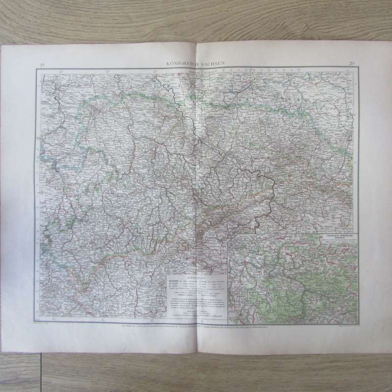 1901 Map of Sachsen Kingdom - on A2 - Scaled 1 : 500 000