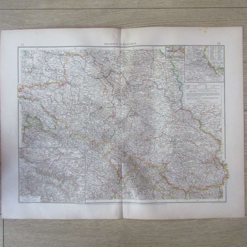 1901 Map of province Schlesien on A2 - Scaled 1 : 750 000