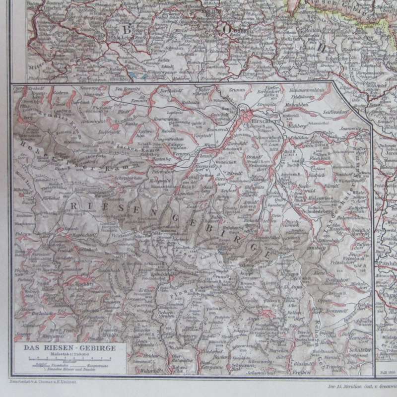 1901 Map of province Schlesien on A2 - Scaled 1 : 750 000