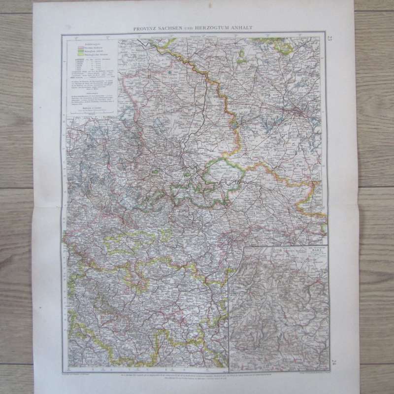 Map of German States Sachsen & Anhalt on A2 - Scaled 1 : 750 000