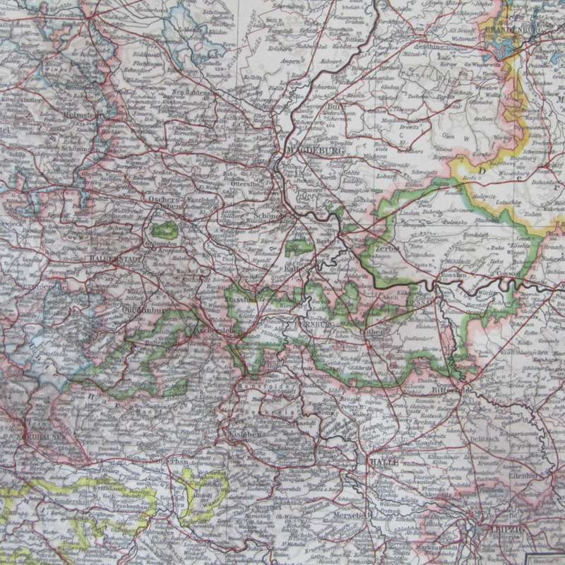 Map of German States Sachsen & Anhalt on A2 - Scaled 1 : 750 000