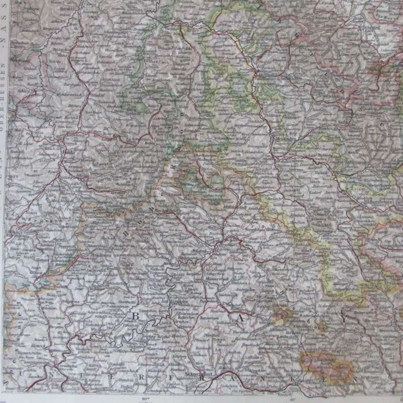 1901 Map of German Thuringia on A2 - Scaled 1 : 500 000