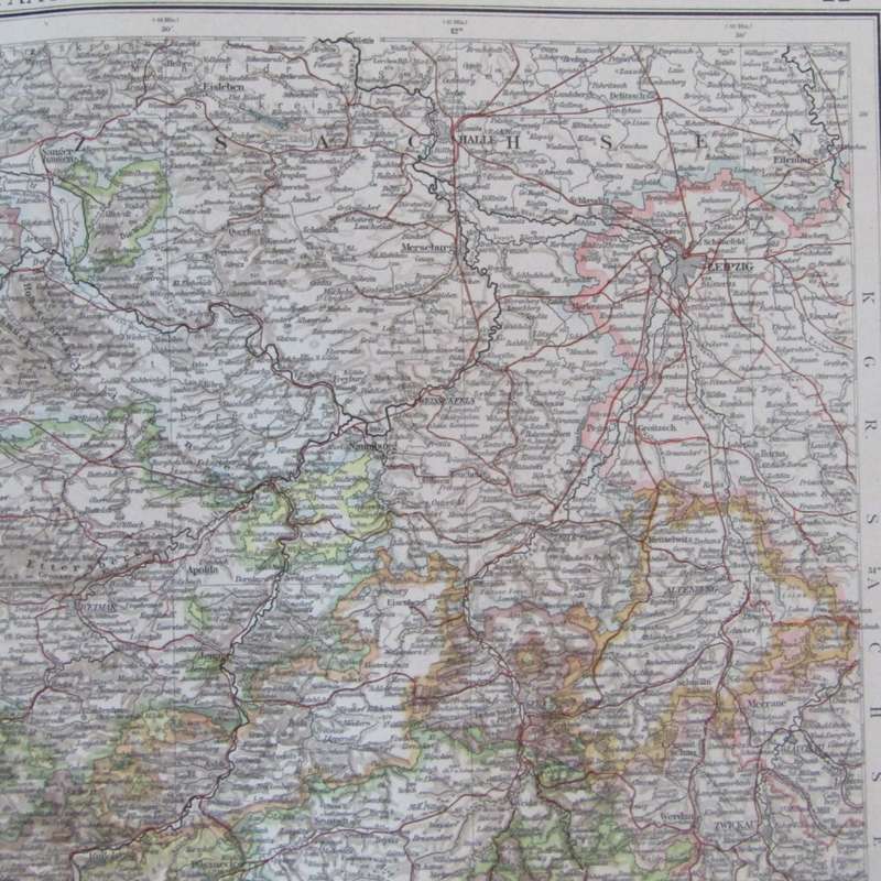 1901 Map of German Thuringia on A2 - Scaled 1 : 500 000